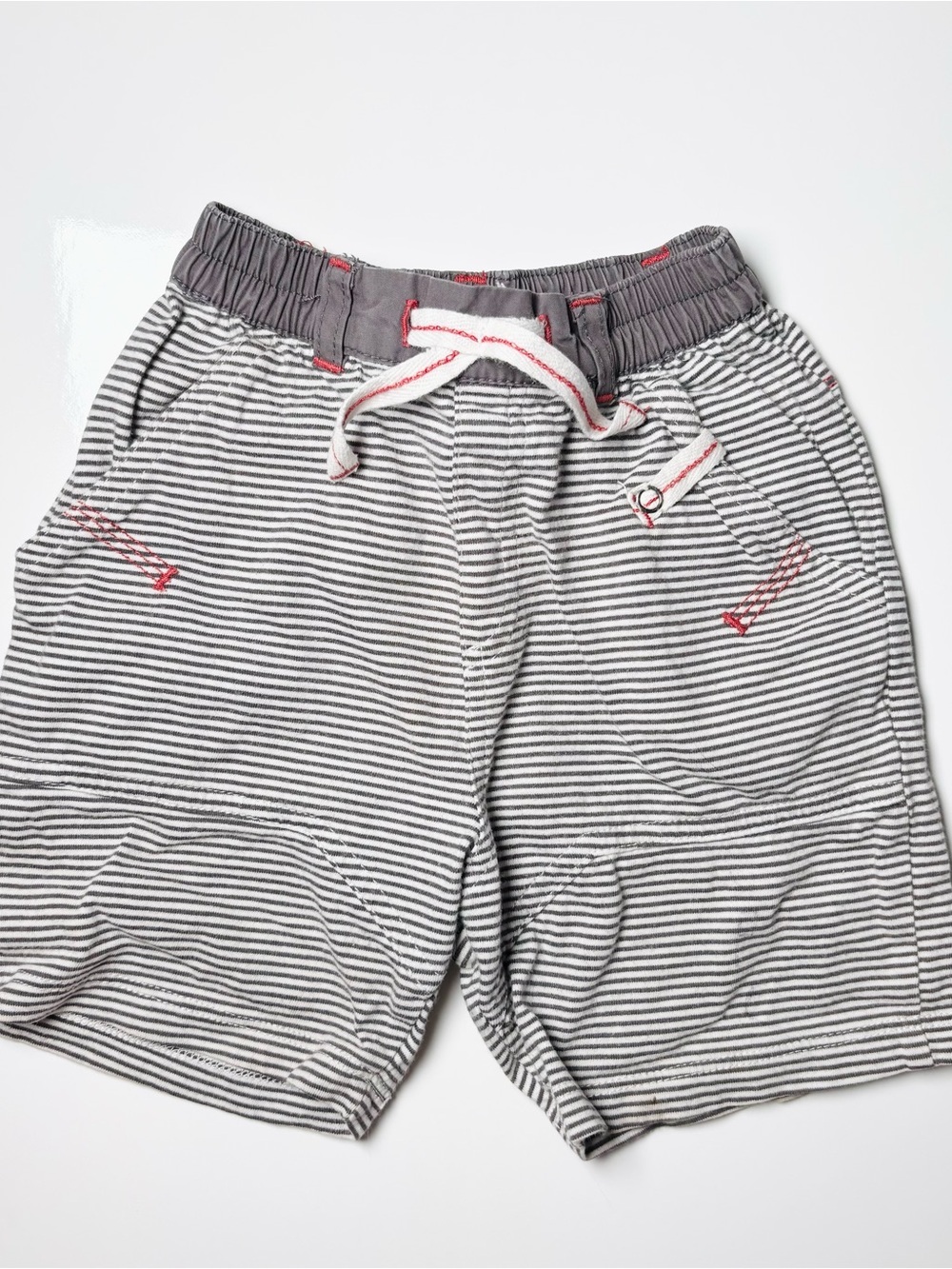 Vintage Style Petit Lem Signature Baby Grey Striped Cotton Shorts 9M Summer